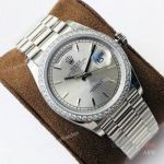 (EWF) Rolex Day Date President Replica Watch Ss Silver Dial Diamond Bezel 36mm